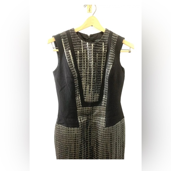 Carmen Marc Valvo Casual Dress black gold shiny sleeveless size 4 - Picture 3 of 10